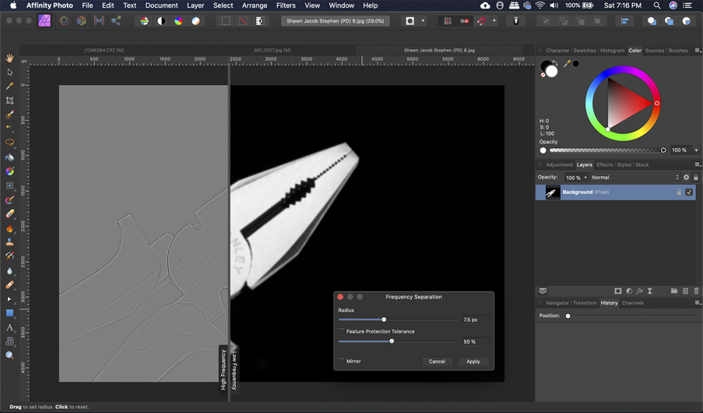 The inbuilt Frequency Separation tool simplifies your retouching workflow.