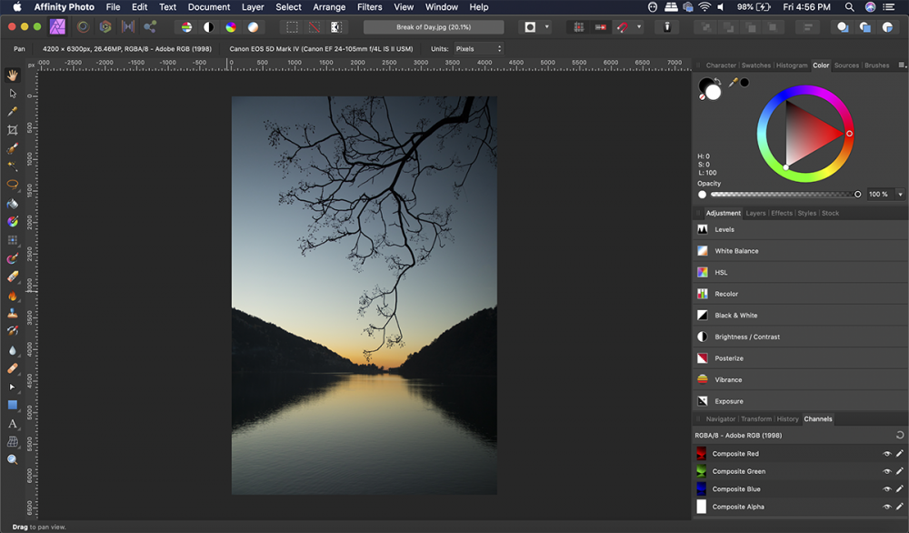 Goodbye monotone-y! Affinity Photo has a colorful and vibrant interface.